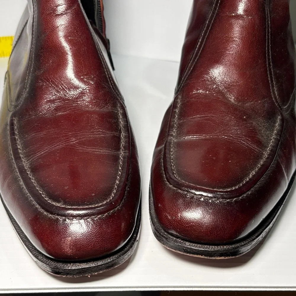 Vintage Florsheim 70’s dress ankle Burgundy Leather Boots. Groovy baby! box‎ 14